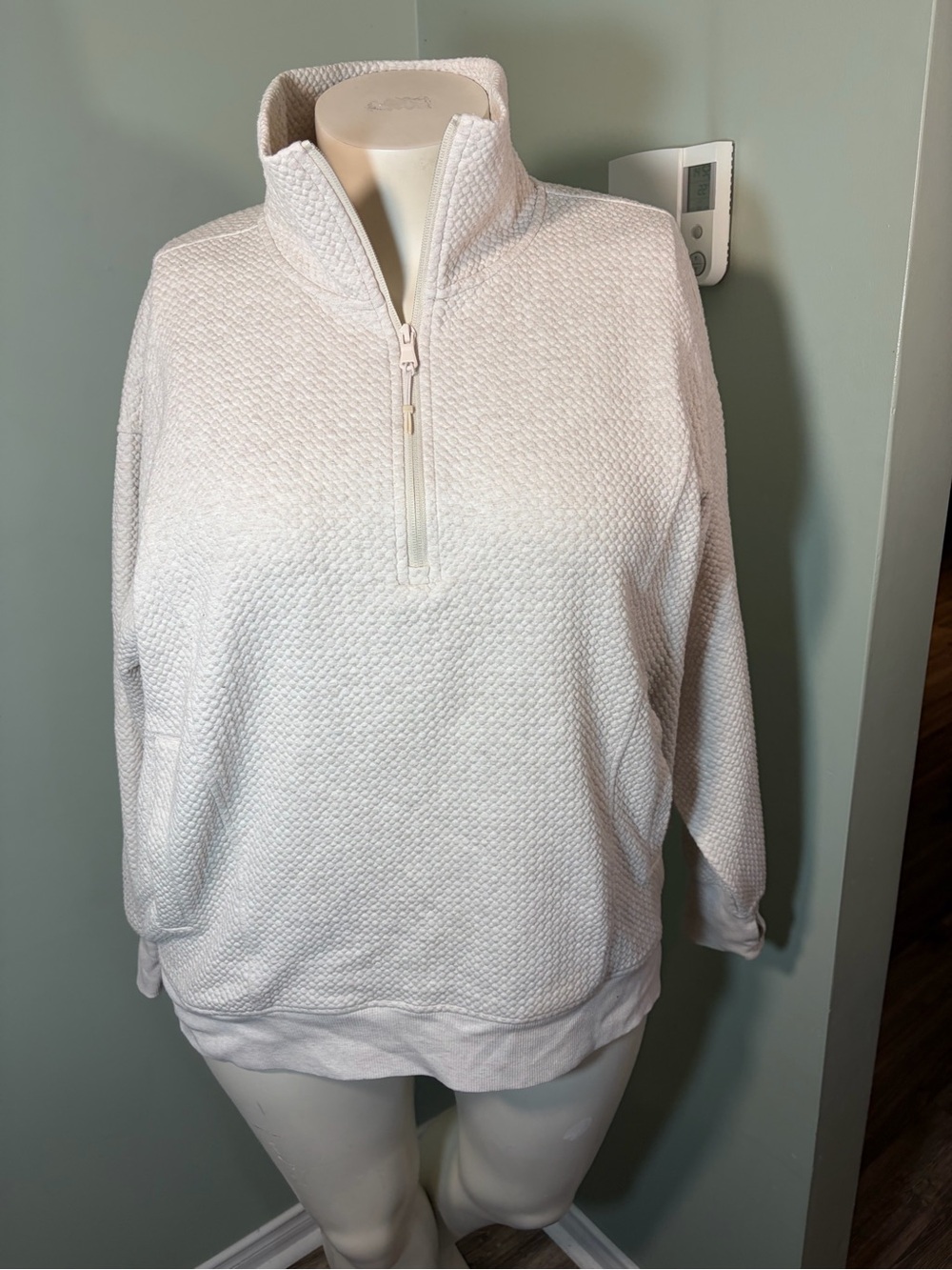 270. Old Navy Women's Cream Quarter-Zip Textured Pullover Sweater